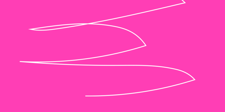 Eine Fläche in der Farbe Pink, darauf ein Scratch in der Farbe Weiß.